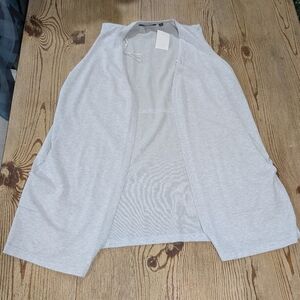 Cyrus Women's Open Front Sleeveless Cardigan Vest Soft Gray Layering Sweater 1x